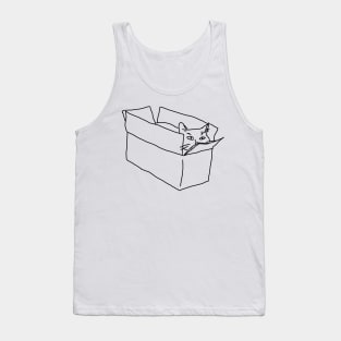 Cat in a box line illustration! Tank Top